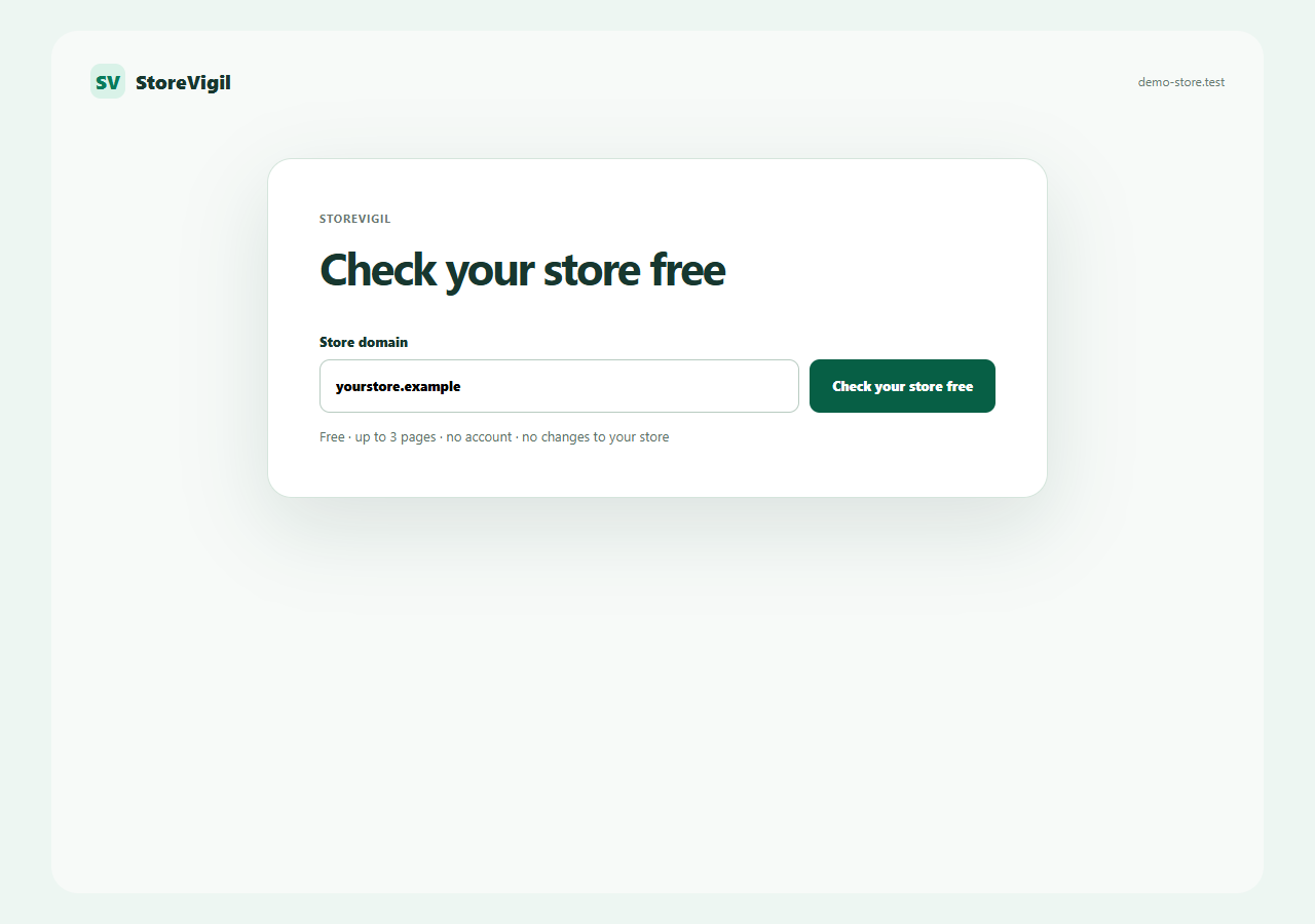 Public StoreVigil URL input with trust line